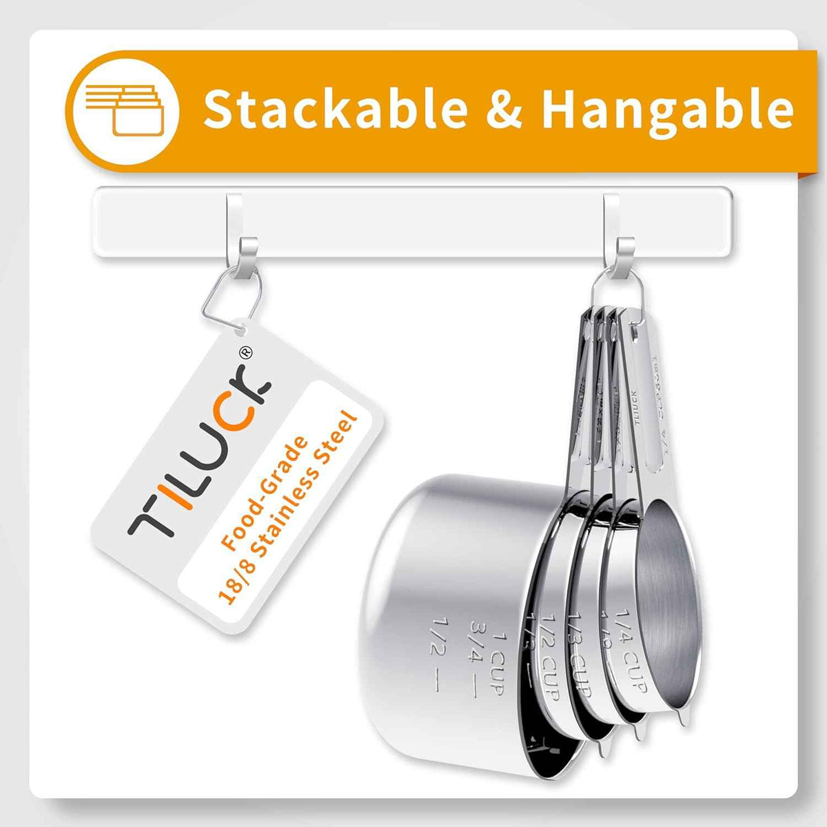 TILUCK Stainless Steel Measuring Cups & Spoons Set, Cups and Spoons,Kitchen Gadgets for Cooking & Baking (10)