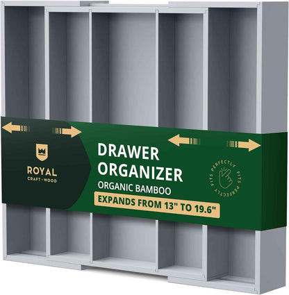 ROYAL CRAFT WOOD Luxury Bamboo Kitchen Drawer Organizer - Silverware Organizer, Utensil Holder & Cutlery Tray Drawer Dividers for Flatware (9 Slot, Natural)