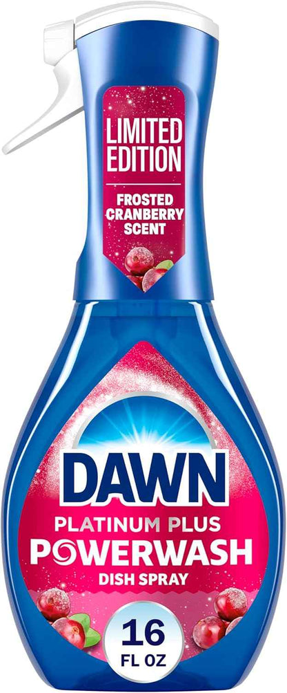 Dawn Powerwash Spray, Dish Soap, Dishwashing Liquid, Cleaning Supplies, Frosted Cranberry, 1 Starter Kit, 16 Fl Oz