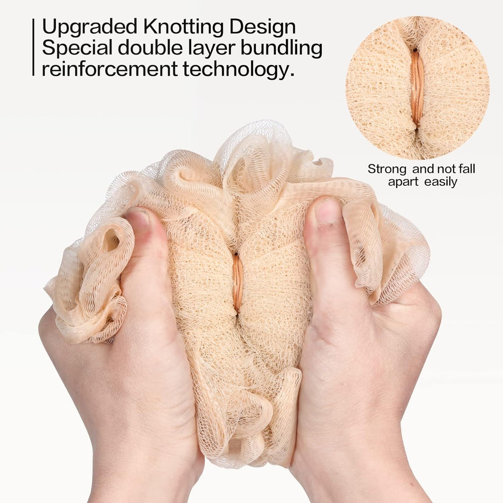 fishent loofah bath sponge 4 pack soft loofa exfoliating body scrubber mesh shower puff pouf ball luffa