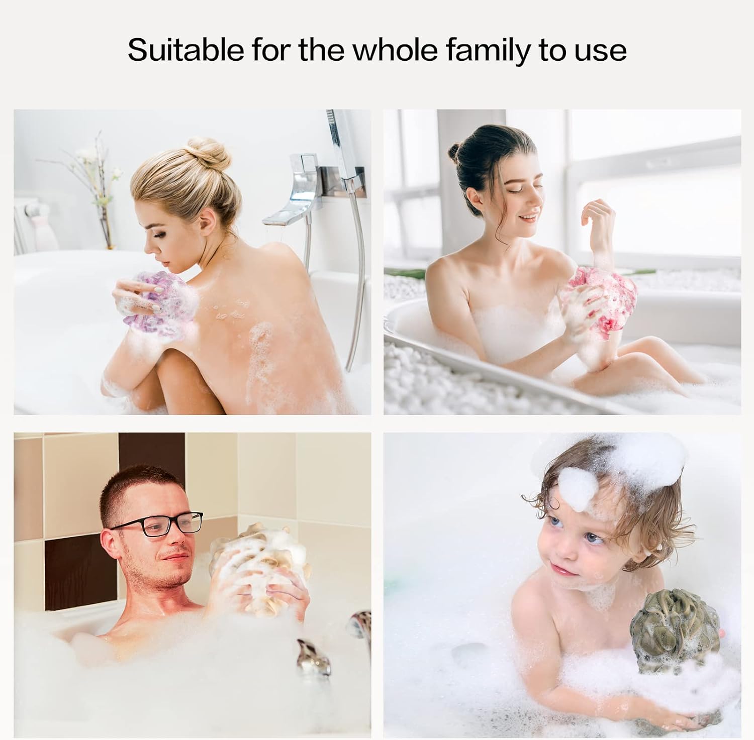 fishent loofah bath sponge 4 pack soft loofa exfoliating body scrubber mesh shower puff pouf ball luffa