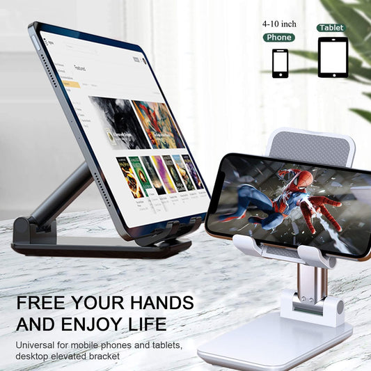 2 Pcs Cell Phone Stand, Adjustable Angle Height Phone Stand for Desk, Fully Foldable/Portable Phone Holder, Compatible for iPhone 16/15/14/13/12/Smartphones