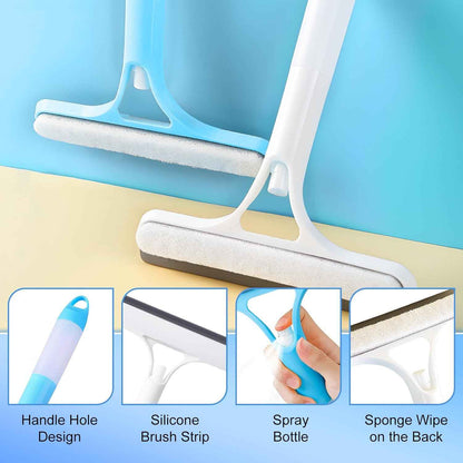 3 in 1 Window Cleaning Scraper,New 3 in 1 Window Cleaner,Squeegee and Scrubber with Spray, for Windows, Walls,Car Windshields, Bathrooms, Kitchens, All-Purpose Window Cleaner Tool (Blue)