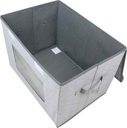Univivi Fabric Foldable Storage Boxes [4-Pack] Large Collapsible Stackable Storage Bins with Lids, Closet Organizers and Storage Cube Basket for Home, Office, Bedroom (Gray, 17“ x 12” x 12")