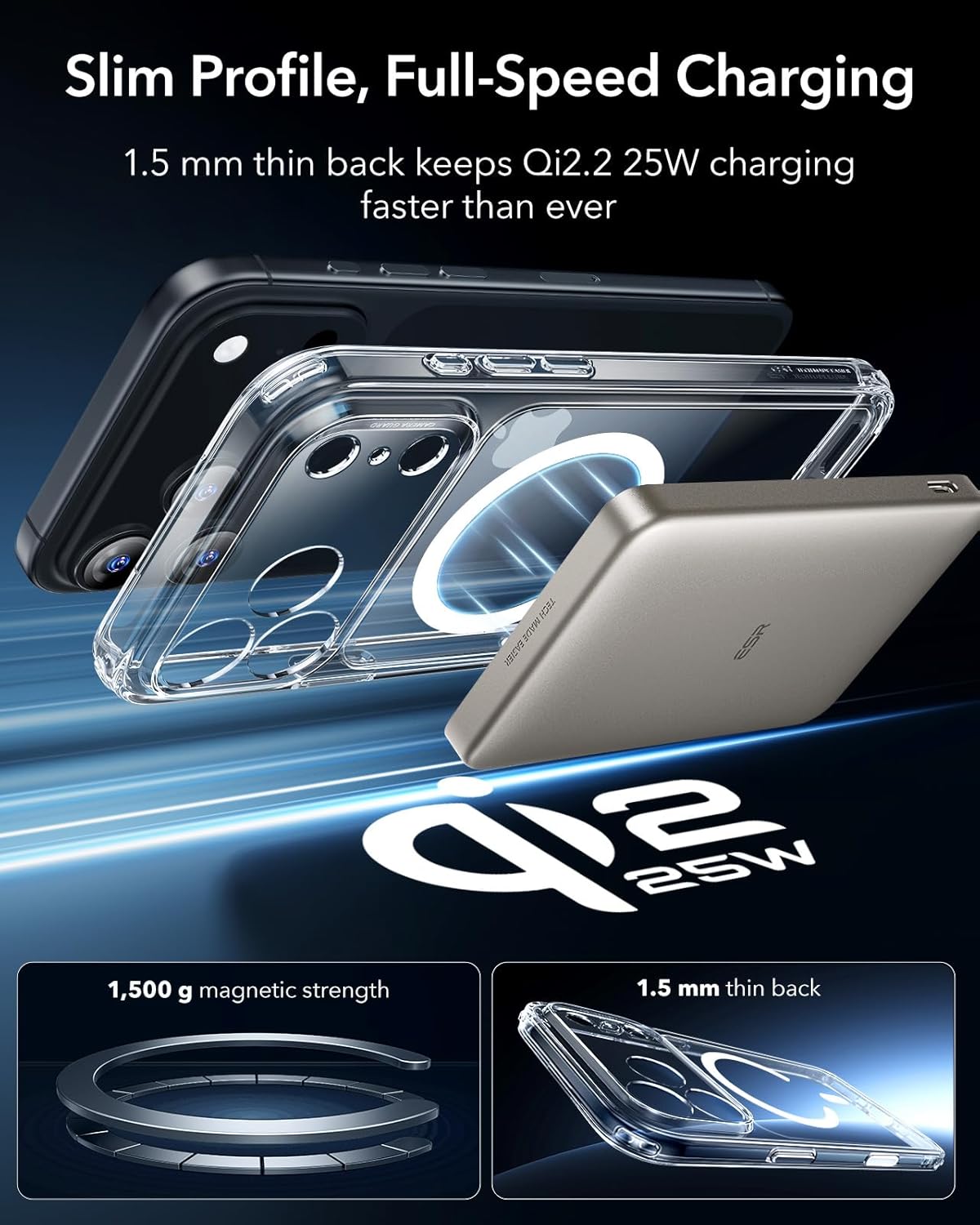 ESR for iPhone 17 Pro Max Case, Camera Control, Compatible with MagSafe, Shockproof Military-Grade Protection, Magnetic Phone Case for iPhone 17 Pro Max, Classic Hybrid Case, Clear