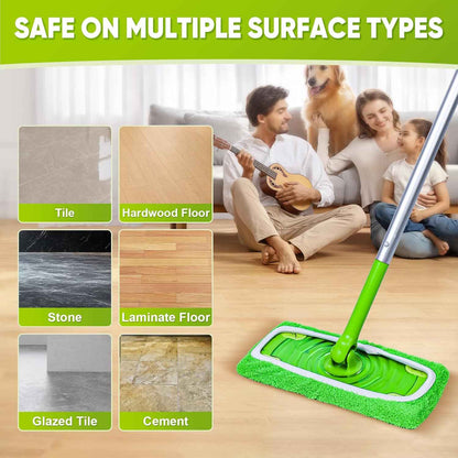6-Pack Reusable Mop Pads Compatible with Sweeper Mop - 100% Coral Fleece Washable Refills - Microfiber Dry & Wet Sweeping Cloths for Multi-Surface/Hardwood Floor Cleaning