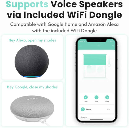 Aura Roller Smart Shade Driver, Remote Control & WiFi Dongle | Automate Existing Blinds | Beaded Window Shade Compatible Up to 4x5ft | Rechargeable Battery | Set Schedules | Hands Free Voice Control