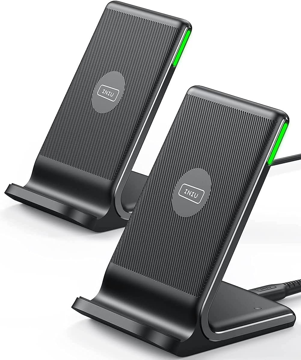 INIU Wireless Charger, 15W Fast Qi Certified Wireless Charging Station with Sleep-Friendly Adaptive Light Compatible with iPhone 16 15 14 13 Pro XS 8 Plus Samsung Galaxy S25 S24 S23 Note 20 Google etc - Rayz Mart