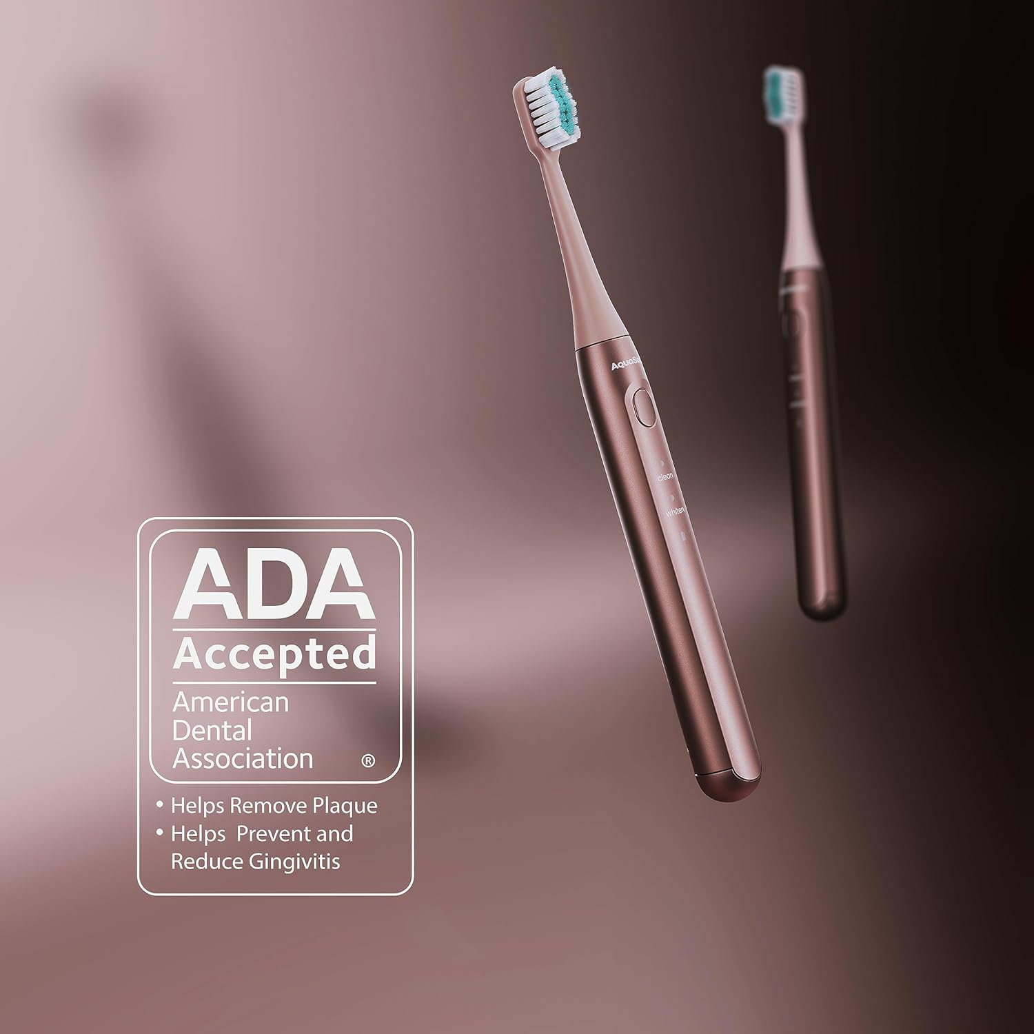 Aquasonic Icon ADA-Accepted Rechargeable Toothbrush with Magnetic Holder & Slim Travel Case | 2 Modes & Smart Timers | Gentle Micro-Vibrations
