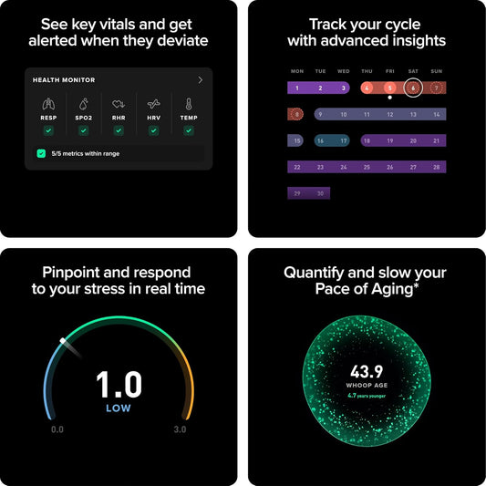 WHOOP 5.0/MG Activity Tracker - 12 Month Membership - Health and Fitness Wearable – 24/7 Activity and Sleep Tracker, Personalized Coaching, Menstrual Cycle Insights – 14+ Days Battery Life