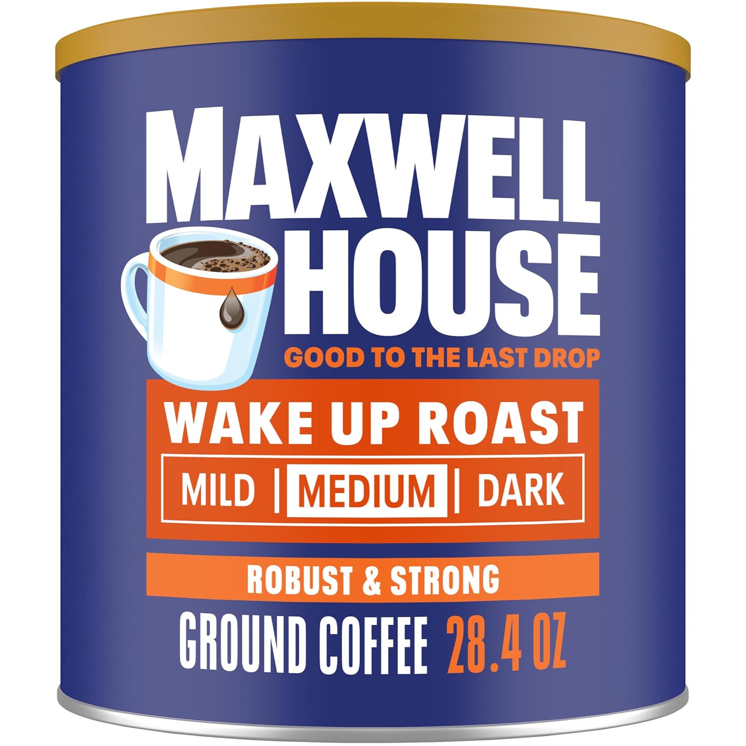 Maxwell House medium roast coffee, 28.4 oz canister, ground coffee for daily use
