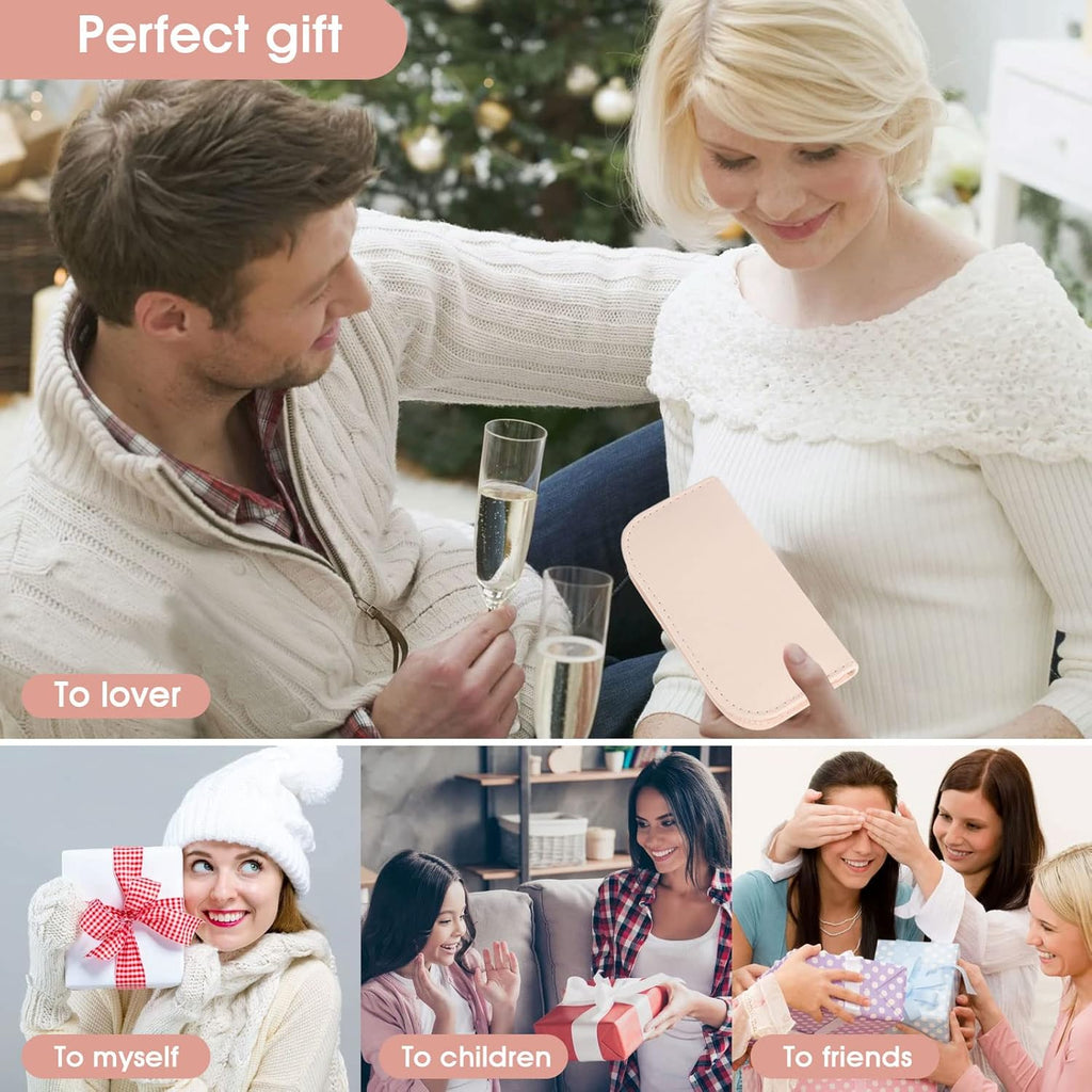 Nail clippers and beauty tool portable set with 12 in 1 manicure kit and pink leather bag