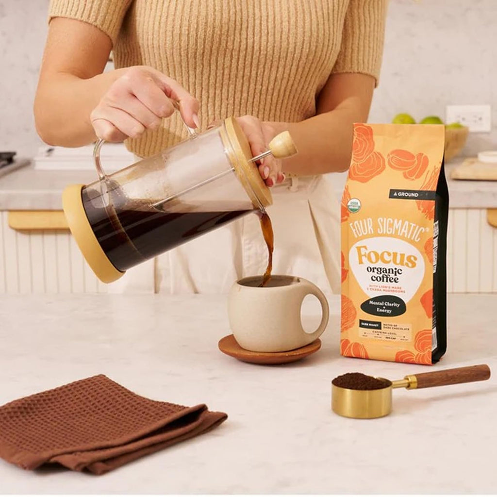 Four Sigmatic organic ground coffee with lion's mane mushroom and chaga for better focus and immune support, 12oz bag