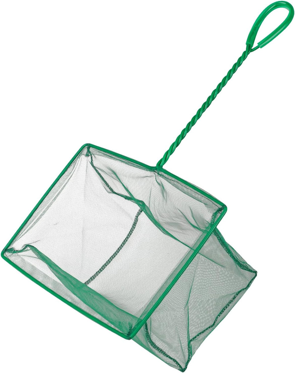 Pawfly green braided metal handle square aquarium net for fish tanks and small koi ponds