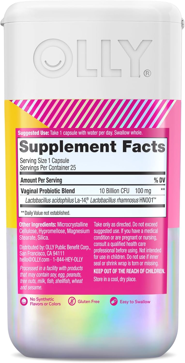 olly happy hoo-ha capsules 10 billion cfu probiotic for women gluten free 25 count