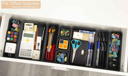 15 PCS Interlocking Desk Drawer Organizer Separator for Office,Bathroom,Kitchen,Makeup（Black）
