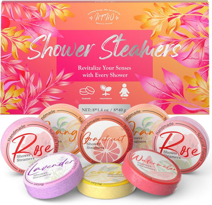 Shower Steamers Aromatherapy 8 Pack - Lavender and Eucalyptus Essential Oils, Self Care Gifts for Women and Men