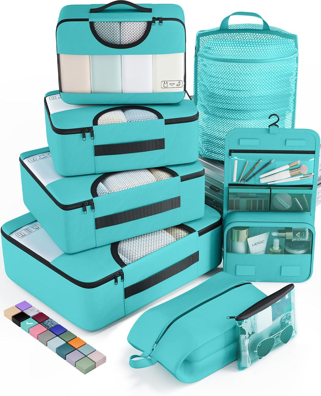 vekens 8-set packing cubes nylon organizer bags for beach vacation cruise ship travel essentials suitcase