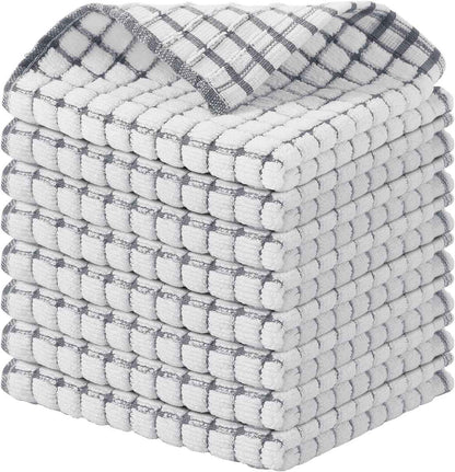 Kitinjoy Cotton 8 Pack Terry Kitchen Dish Cloths, 12 x 12 Inches Super Soft and Absorbent Dish Rags, Quick Drying Dish Towels for Washing Dishes, Mixed Color