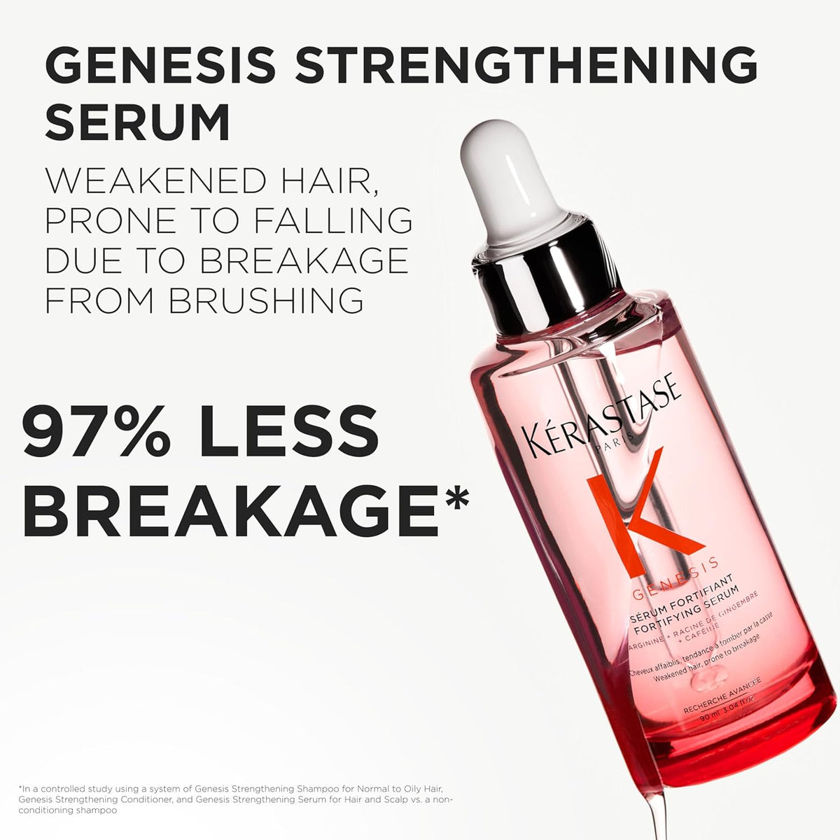 Kerastase Genesis Hair Serum | Daily Strengthening Treatment for Weak or Damaged Hair | Nourishes and Reinforces Hair | Anti-Breakage | Silicone-Free | For Weakened Hair | Serum Fortifiant
