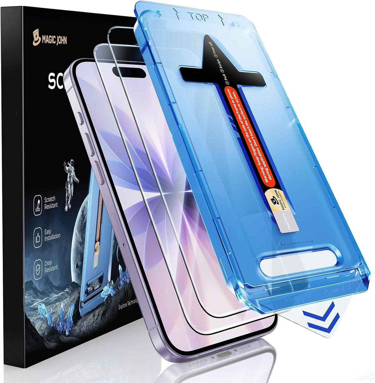 MAGIC JOHN 2 Pack for iPhone 17 Pro Max 6.9 inch Tempered Glass Screen Protector, Auto Dust-Elimination, Bubble Free, HD Clear, Easy Installation
