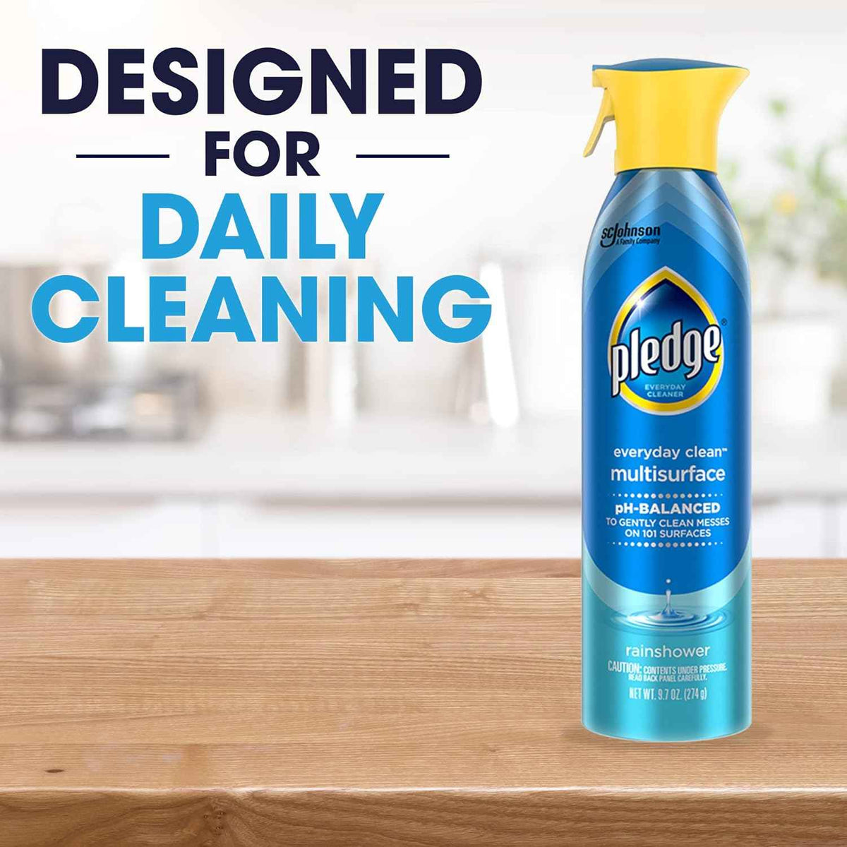 Pledge pH-Balanced Multisurface Spray, Everyday Cleaner, Rainshower Scent, 9.7oz (Pack of 3)