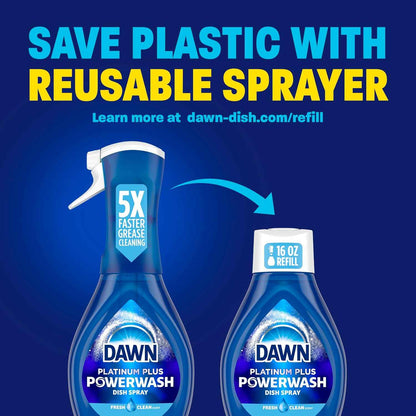Dawn Powerwash Spray, Dish Soap, Dishwashing Liquid, Cleaning Supplies, Frosted Cranberry, 1 Starter Kit, 16 Fl Oz