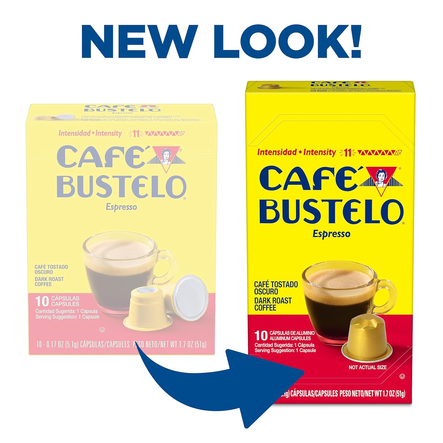 Café Bustelo dark roast espresso capsules, 40 count, Nespresso Original Line compatible, intensive flavor
