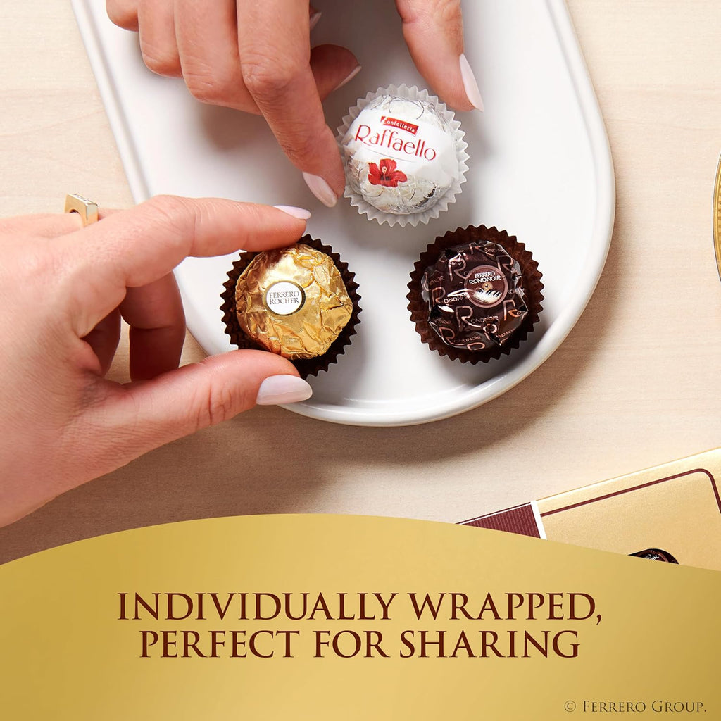 Ferrero Rocher 48 Count Gift Set, 4.6 oz, Hazelnut Milk, Dark Chocolate, and Coconut