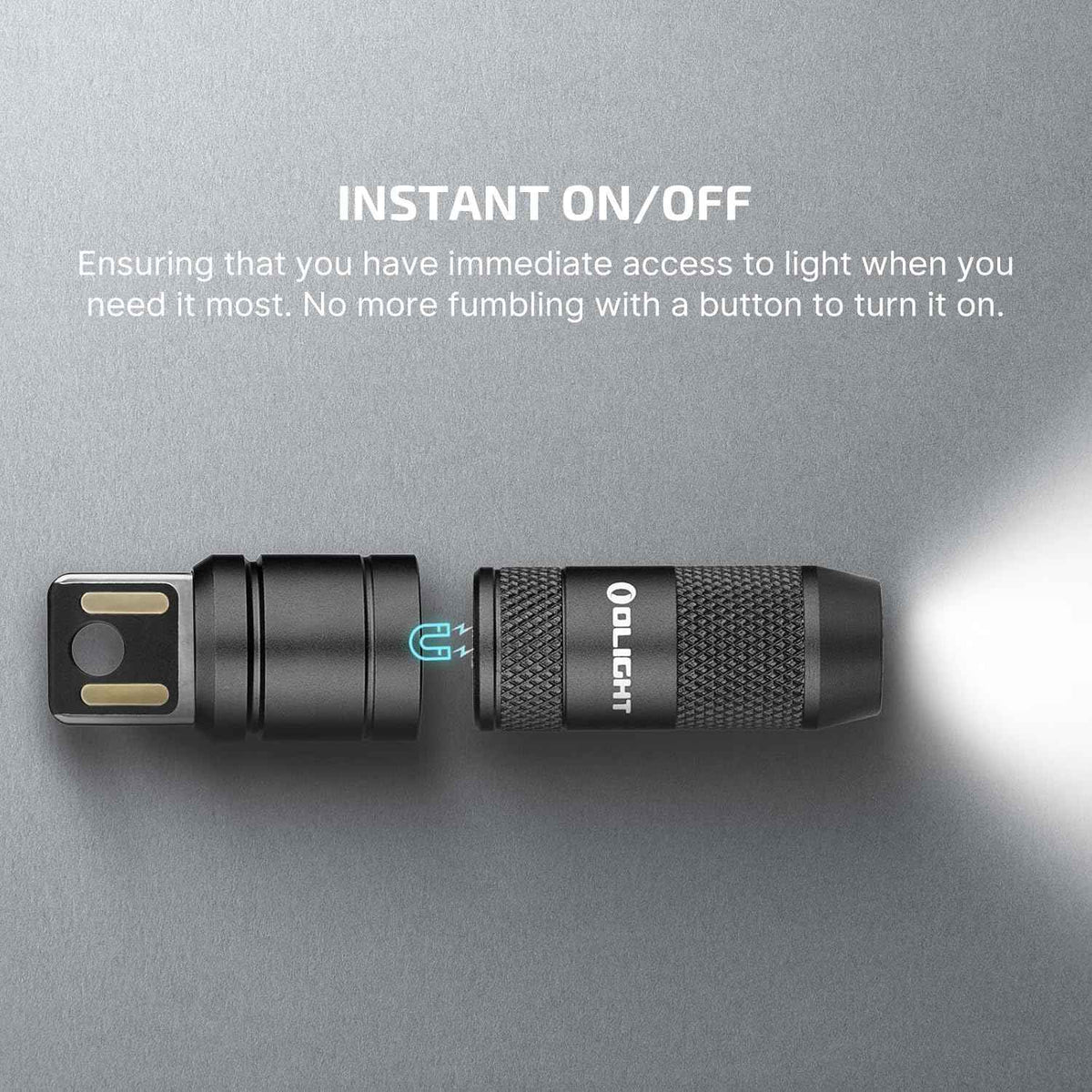 Olight imini 2 EDC rechargeable keychain flashlight, 50 lumens, compact and portable mini LED keyring light with built-in battery, ideal for everyday carry and emergencies, black