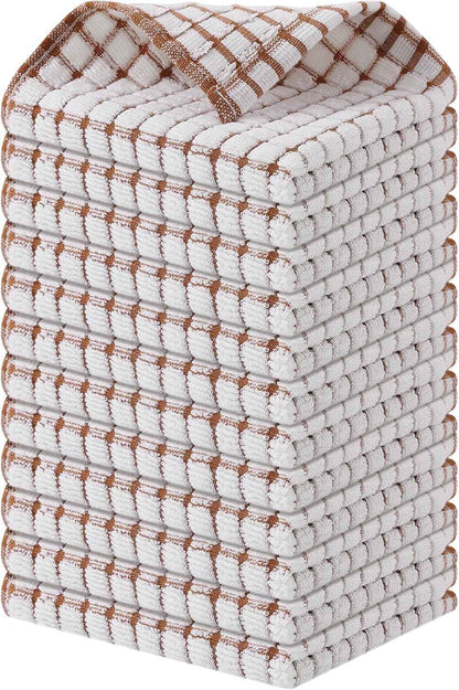 Kitinjoy Cotton 8 Pack Terry Kitchen Dish Cloths, 12 x 12 Inches Super Soft and Absorbent Dish Rags, Quick Drying Dish Towels for Washing Dishes, Mixed Color