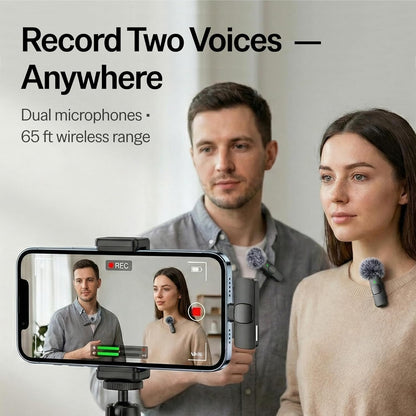 Mini Mic Pro (Latest Model - Wireless Mini Microphone for iPhone, iPad, Android - 2 Pack Lavalier Microphone for Video Recording - iPhone Mic Crystal Clear Recording with USB-C for Content Creators