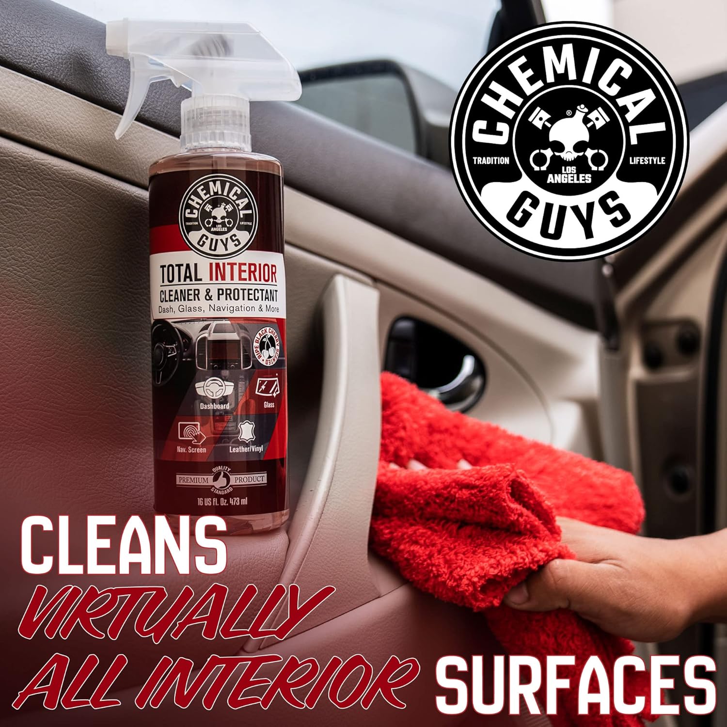 Chemical Guys total interior cleaner & protectant spray for leather, vinyl, plastic, rubber & glass - 16 oz - black cherry