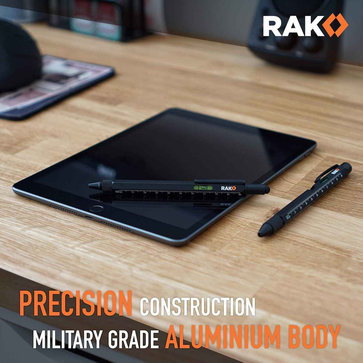 RAK Multitool Pen - Multi-Tool Pens with LED Light, Flathead, Phillips Screwdrivers, Level, Ruler, Bottle Opener, and Stylus