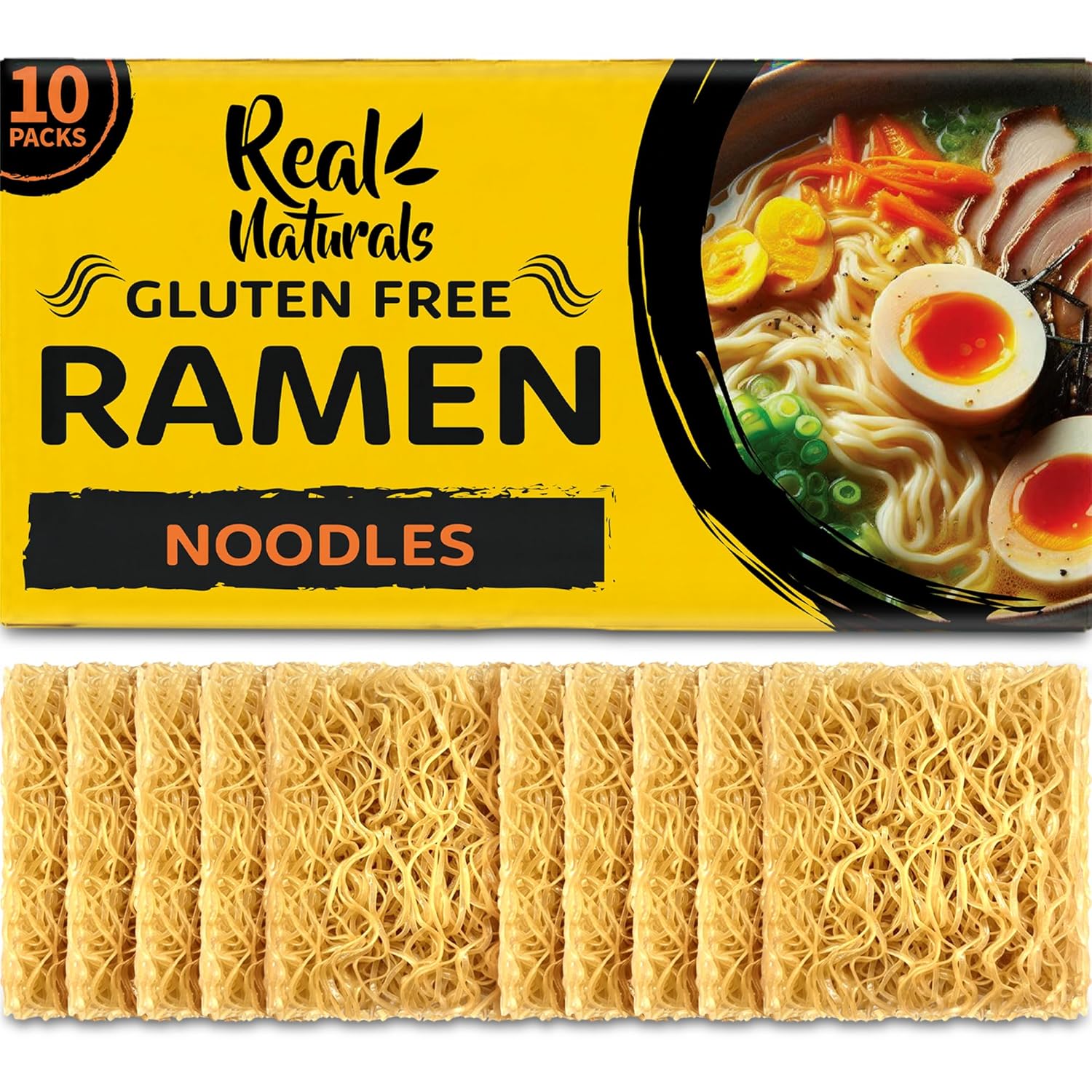 gluten-free brown rice ramen noodles, 10 packs, vegan and low sodium