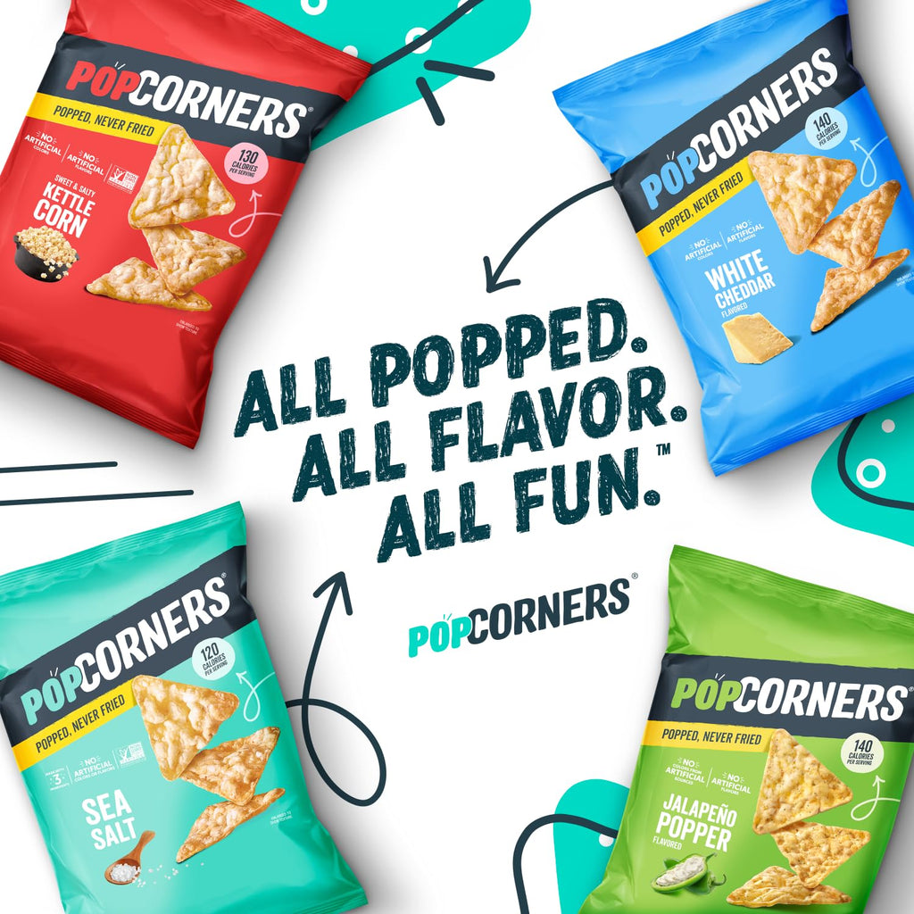 popcorners popped corn snacks sweet & salty kettle corn 1 ounce pack of 20