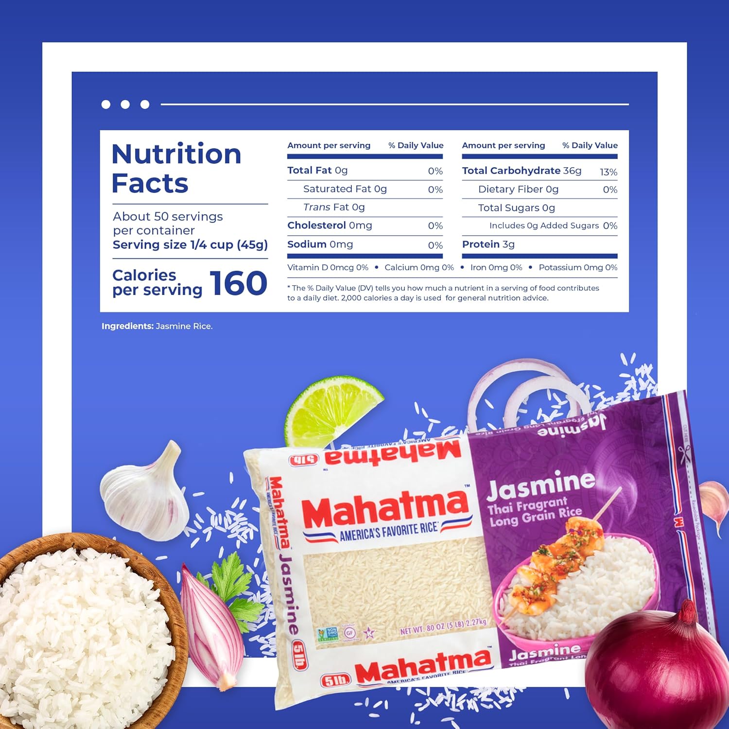 Mahatma Jasmine rice 80-ounce bag Thai Indian or Cambodian stovetop microwave cooking