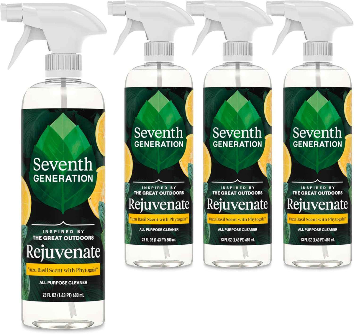 Seventh Generation All Purpose Cleaning Spray Surface Cleaner Lemon Chamomile scent Cuts Grease 23 oz, Pack of 4