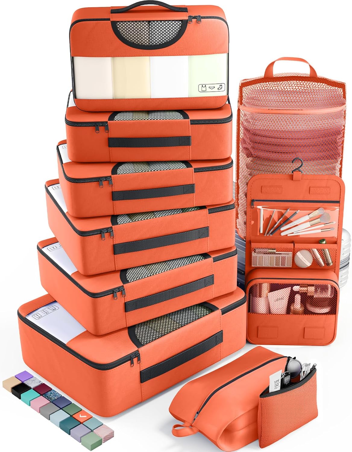 vekens 8-set packing cubes nylon organizer bags for beach vacation cruise ship travel essentials suitcase