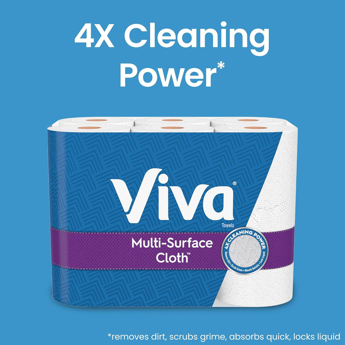 viva multi-surface cloth paper towels, 4 packs of 6, 24 double rolls, 110 sheets per roll