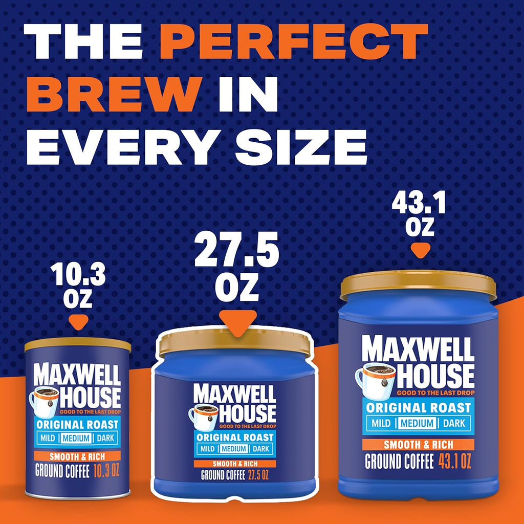 Maxwell House 27.5oz Ground Coffee, Medium Original Roast, 27.5 oz Canister