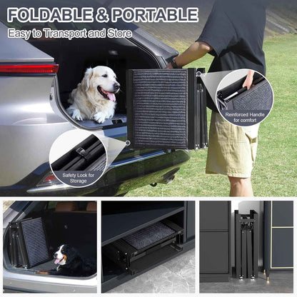 Dog Ramp for Car 63" Long & 17" Wide Portable Dog Ramps for Large Dogs with Non-Slip Rug Surface Dog Car Ramp for SUV Car & Truck, Folding Dog Ramp Up to 250LBS