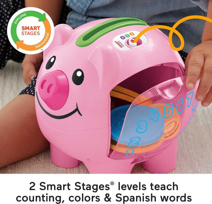 Fisher-Price Baby & Toddler Toy Laugh & Learn Smart Stages Piggy Bank with Educational Songs & Phrases for Infants Ages 6+ Months (Amazon Exclusive)