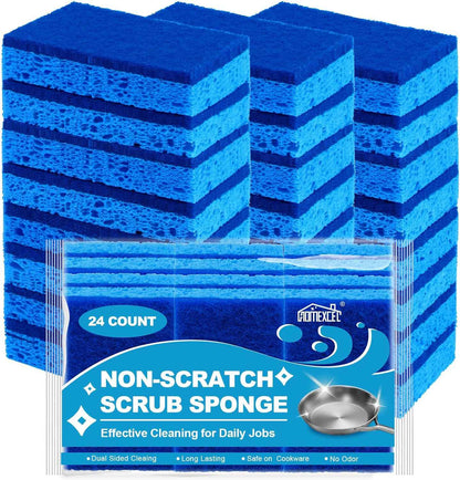 HOMEXCEL 24-Pack Non-Scratch Scrub Sponges for Cookware, Household, Bathroom