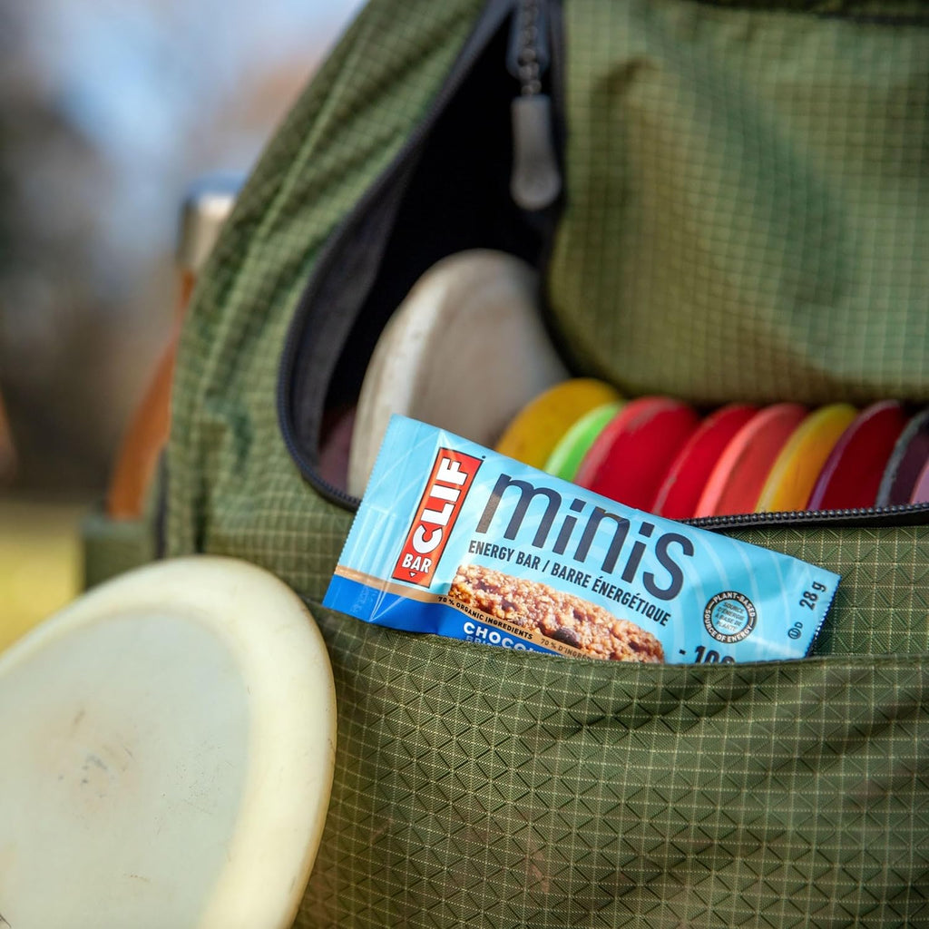 clif bar minis chocolate chip organic oats 4g protein non-gmo plant based snack size energy bars 20 pack