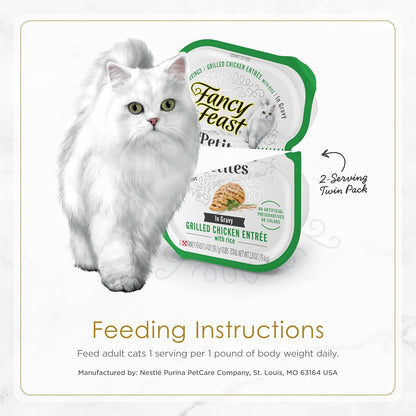 PLrina Fancy Feast Gourmet Wet Cat Food Variety Pack, Petites Gravy Collection, break-apart tubs, 48 servings - (Pack of 24) 2.8 oz. Tubs