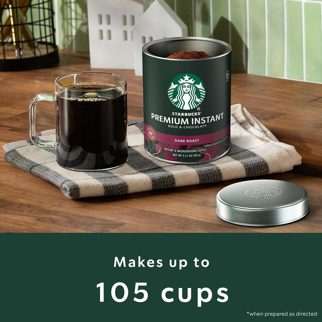 starbucks premium instant dark roast arabisca coffee three 3.17 oz tins
