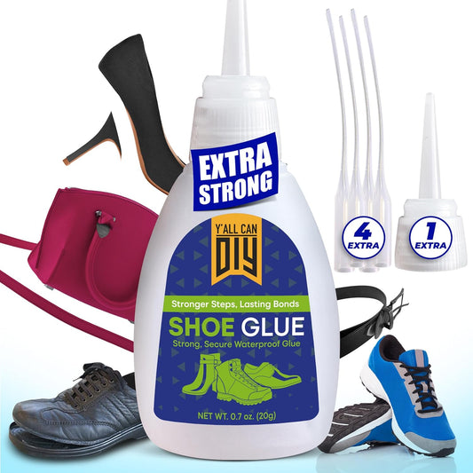 Y’allCanDiy Super Glue for Shoe. Heavy Duty Shoe Adhesive for Shoe Sole Repair and Applicable as Waterproof Boot Shoe Repair Glue. Cyanoacrylate Based CA Glue for Rubber Soles