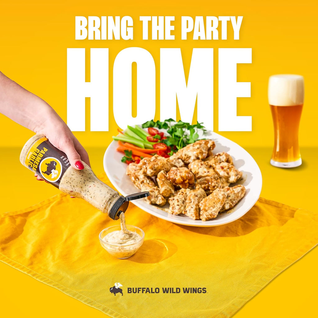 Buffalo Wild Wings Parmesan Garlic Sauce, 12 fl oz, Italian Herbs, Parmesan Cheese, Garlic, Dipping Sauce, Marinade, Topping, Seasoning