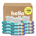 hello bello premium fragrance-free baby wipes with chamomile aloe extracts for sensitive skin, 12 resealable packs of 60ct each